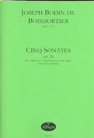 5 Sonates op.26 fr Violoncello (Viola da gamba/Fagott) und Bc 2 Spielpartituren (Bc nicht ausgesetzt)