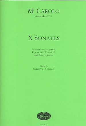 10 Sonaten Band 2 (Nr.6-10) für 2 Viole da gamba (Fagotte/Violoncelli) und Bc Partitur und Stimmen (Bc nicht ausgesetzt)