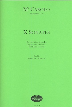 10 Sonaten Band 2 (Nr.6-10) fr 2 Viole da gamba (Fagotte/Violoncelli) und Bc Partitur und Stimmen (Bc nicht ausgesetzt)