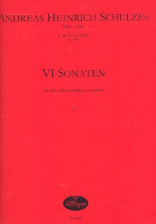 6 Sonaten fr Blockflte und Bc Partitur und Stimmen (Bc nicht ausgesetzt)