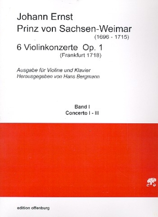 6 Konzerte op.1 Band 1 (Nr.1-3) fr Violine, Streicher und Bc fr Violine und Klavier