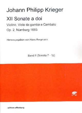 12 Sonate a doi op.2 Band 2 (Nr.7-12) fr Violine, Viola da gamba und Cembalo Partitur und Stimmen