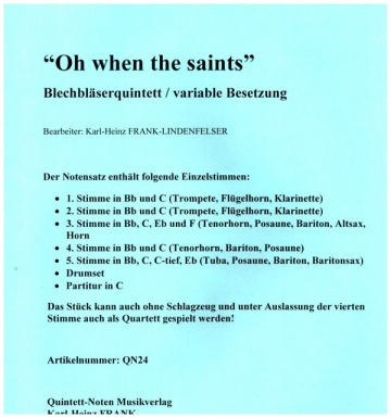 Oh when the saints fr 5 Blechblser (variable Besetzung) Stimmen