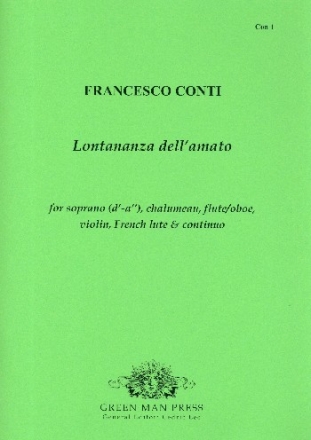 Lontananza dell'amato for soprano, chalumeau, flute (oboe), violin, french lute and Bc score and parts (Bc realized)