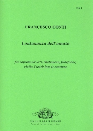 Lontananza dell'amato for soprano, chalumeau, flute (oboe), violin, french lute and Bc score and parts (Bc realized)