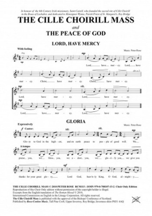 Peter Rose Words: Anne Conlon The Cille Choirill Mass & The Peace of God: Choir Only Part hymns, church services, mass settings, congregational, choir with opti