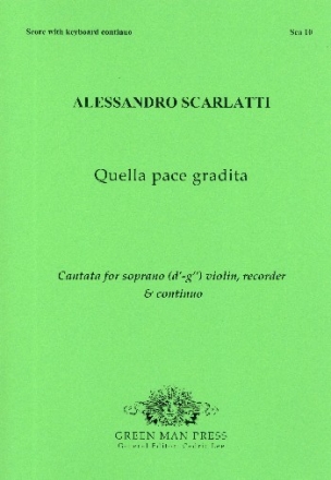 Quella pace gradita for soprano, violin, recorder and Bc score and parts (Bc realized)