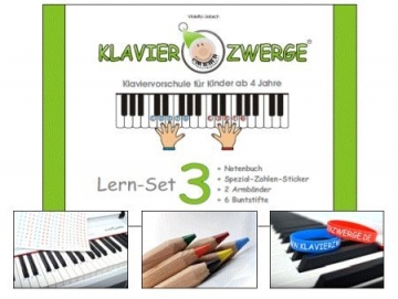 Klavierzwerge Band 3 Set (Buch +Sticker +Armbnder +Buntstifte)