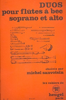 Duos pour 2 flutes a bec (sa) partition Sanvoisin, Michel, Ed