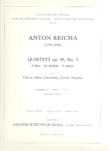 Quintett A-Dur op.99,3 fr Flte, Oboe, Klarinette, Horn und Fagott