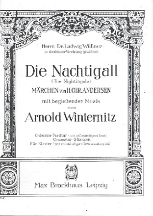Die Nachtigall Melodram fr Sprechgesang und Orchester Klavierauszug