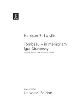 Tombeau in memoriam Igor Stravinsky for flute, clarinet, harp and string quartet score