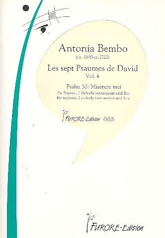 Les 7 Psaumes de David vol.4 fr Sopran, 2 Melodieinstrumente und Bc Partitur und Stimmen