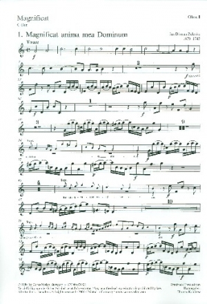 Magnificat C-Dur fr Sopran, gem Chor und Orchester Oboe 1