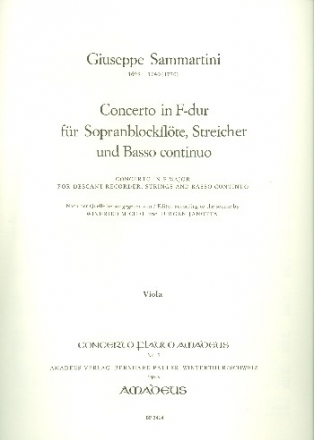 Concerto F-Dur fr Sopranblockflte, Streicher und Bc Viola