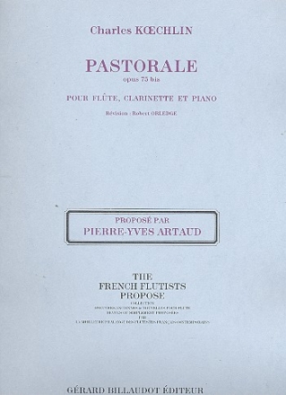 Pastorale op.75bis pour flute, clarinette et piano, parties Orledge, R., rev.