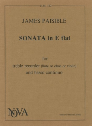 Sonata e flat major for treble recorder (or flute, ob, vl) and bc