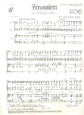 Jerusalem fr gem Chor a cappella oder mit Klavier (Orgel) Klavierpartitur
