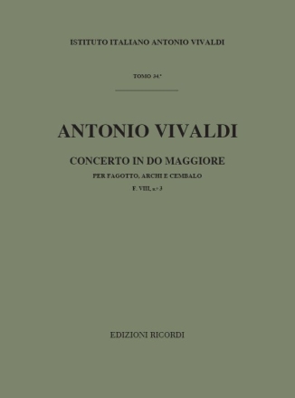 Konzert C-Dur F.VIII,3 fr Fagott, Streicher und Cembalo, Partitur