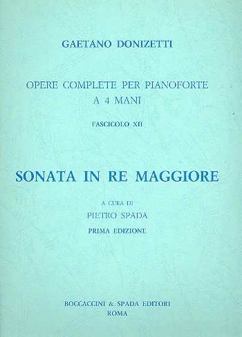 Sonata re maggiore per piano a 4 mani Spada, P., rev.