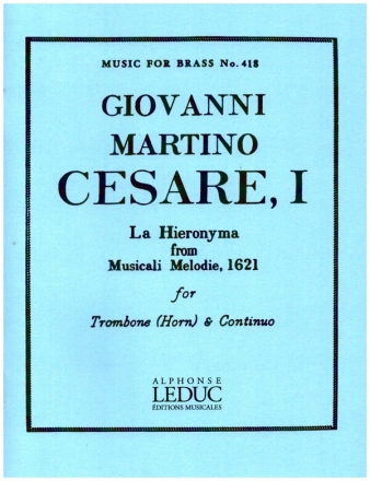 La hieronyma for trombone (horn) and bc from musicali melodie (1621)