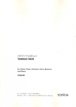 Tango seis for violin, flute, clarinet, horn, bassoon and piano Stimmen