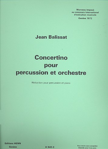 Concertino pour percussion et orchestre - pour percussion et piano