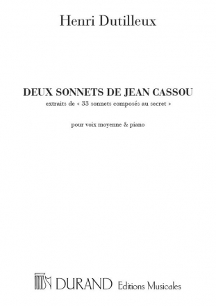 2 sonnets de Jean Cassou pour voix moyenne et piano (1954)