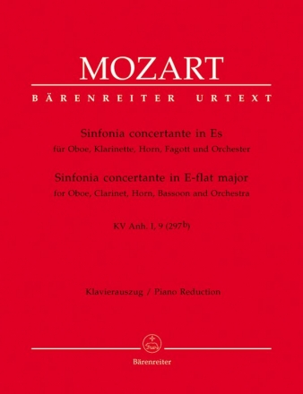 Sinfonia concertante Es-Dur KVAnh.1,9 fr Oboe, Klarinette, Horn, Fagott und Orchester, Klavierauszug mit Solostimmen