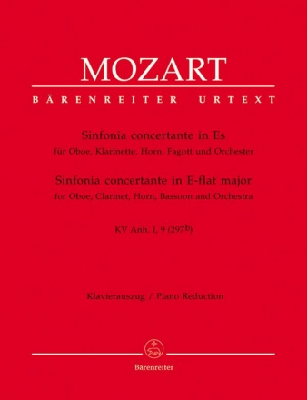 Sinfonia concertante Es-Dur KVAnh.1,9 fr Oboe, Klarinette, Horn, Fagott und Orchester Klavierauszug mit Solostimmen