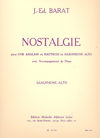 Nostalgie pour saxophone alto et piano
