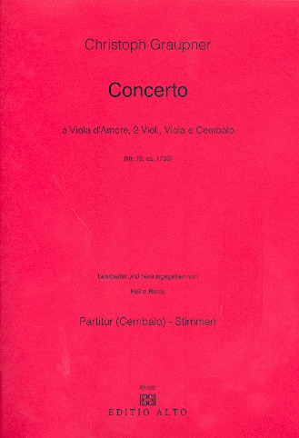 Concerto D-Dur Nr.19 fr Viola d'amore, 2 Violinen, Viola, Violoncello und Bc Partitur (Cembalo)