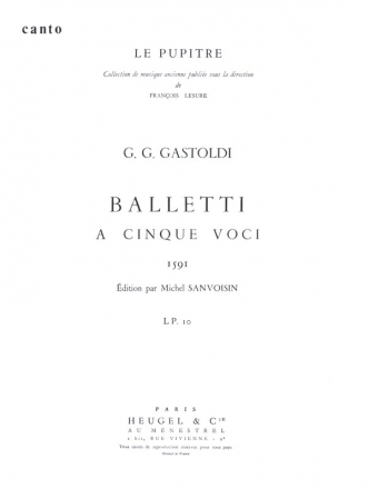 Balletti a 5 voci (1591) pour 5 flutes a becs, partie de soprano 1 (canto)