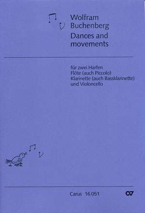 Dances and movements fr 2 Harfen, Flte (Piccolo), Klarinette (Bassklarinette) und Violoncello Partitur