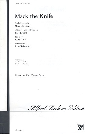 Mack the Knife for mixed chorus and piano score
