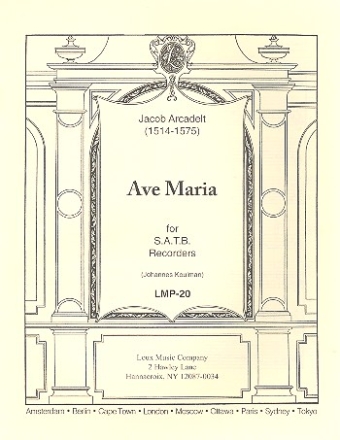 Ave Maria for 4 recorders (SATB) score