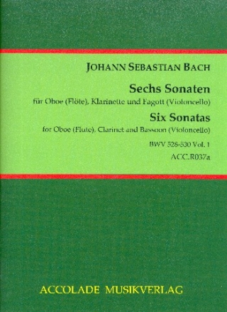 6 Triosonaten Band 1 (BWV525-527) fr Orgel fr Oboe (Flte), Klarinette und Fagott (Violoncello) Partitur und Stimmen