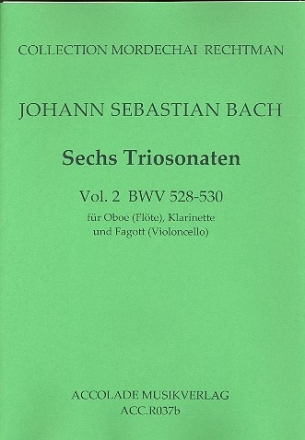6 Triosonaten Band 2  (BWV528-530) fr Orgel fr Oboe (Flte), Klarinette und Fagott (Violoncello),  Partitur und Stimmen