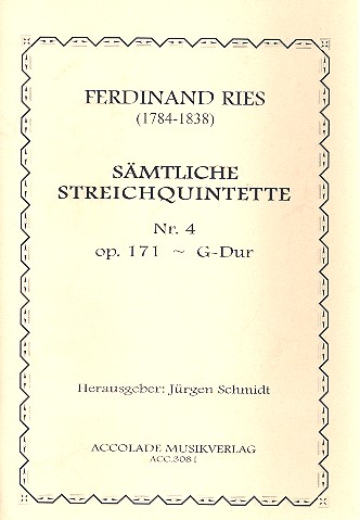 Quintett G-Dur Nr.4 op.171 fr 2 Violinen, 2 Violen und Violoncello Partitur und Stimmen