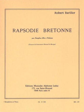 Rapsodie bretonne pour saxophone alto et orchestre pour saxophone alto et piano