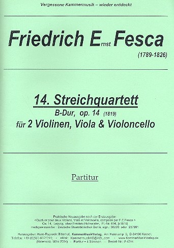 Streichquartett B-Dur Nr.14 op.14  Partitur