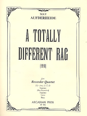 A totally different Rag for recorder quartet (s+sno,stb), score+parts (1910)