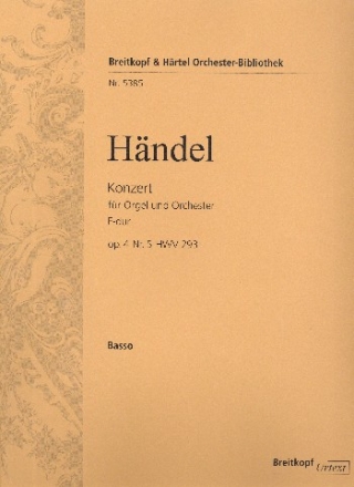 Konzert F-Dur op.4,5 HWV293 fr Orgel und Orchester Violoncello / Kontrabass
