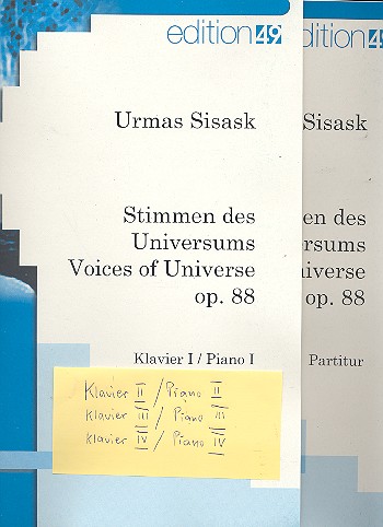 Stimmen des Universums op.88 fr 4 Klaviere zu 16 Hnden Partitur und Stimmen