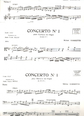 Concerto no.1 op.26 pour clavecin ou orgue et orchestre  cordes, parties des cordes (4-3-2-2)