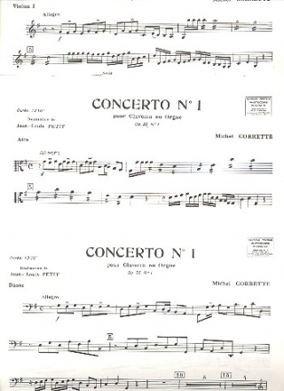 Concerto no.1 op.26 pour clavecin ou orgue et orchestre  cordes, parties des cordes (4-3-2-2)