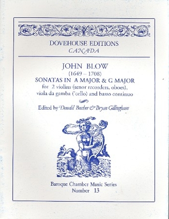 Sonatas a major and g major for 2 violins (tenor rec, oboes), viola da gamba (vc) and bc