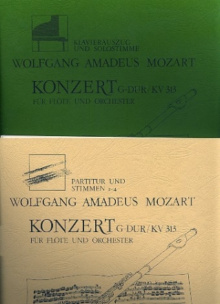 Konzert G-Dur KV313 fr Flte und Orchester fr 4 Flten,  Partitur und Flten 2-4 + Klavierauszug mit Soloflte