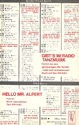 Gibt's im Radio Tanzmusik  und Hello Mr. Alpert: fr Salonorchester