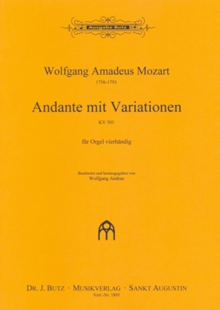 Andante mit Variationen KV501 fr Klavier zu 4 Hnden fr Orgel zu 4 Hnden